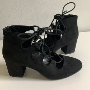 Black lace up booties